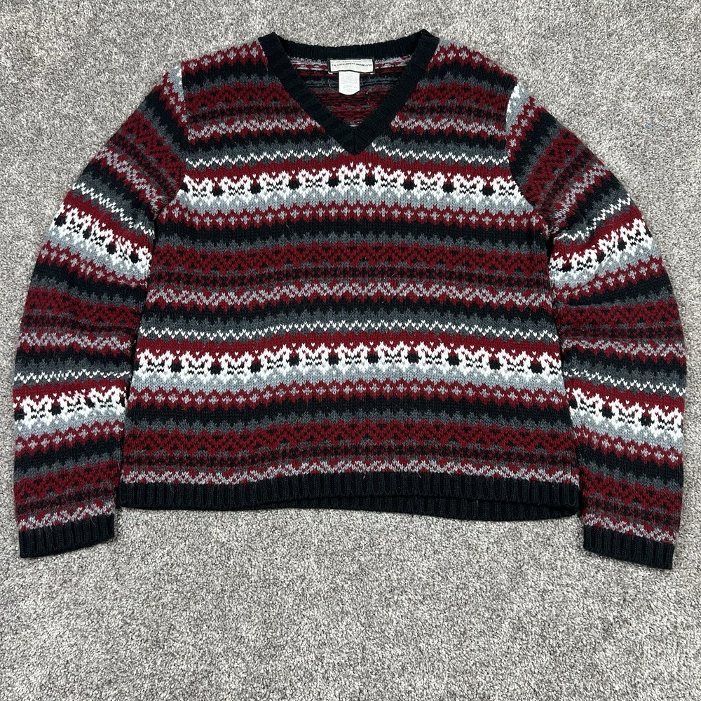 Vintage 80s The Great American Sweater Women L Knit Fair Isle Nordic Made in USA